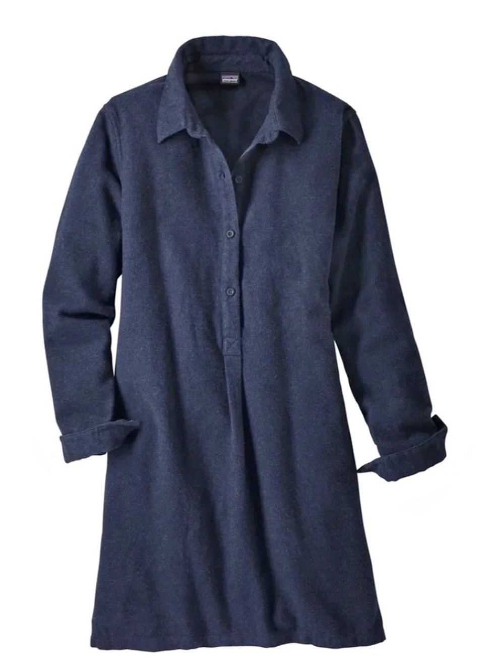 Patagonia Fjord Organic Cotton Shirt Dress in Blue Size Small